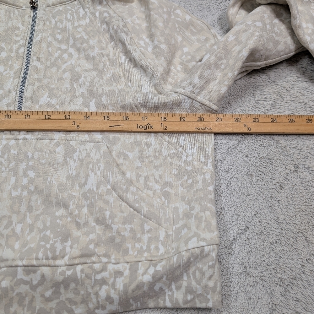 Lululemon Jacket Womens XS/S Beige White Leopard Scuba Oversized ½ Zip Hoodie - Picture 5 of 7